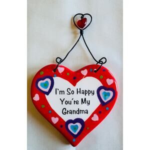 Heart-shaped decor with message "I'm So Happy You're My Grandma” Marked Paula